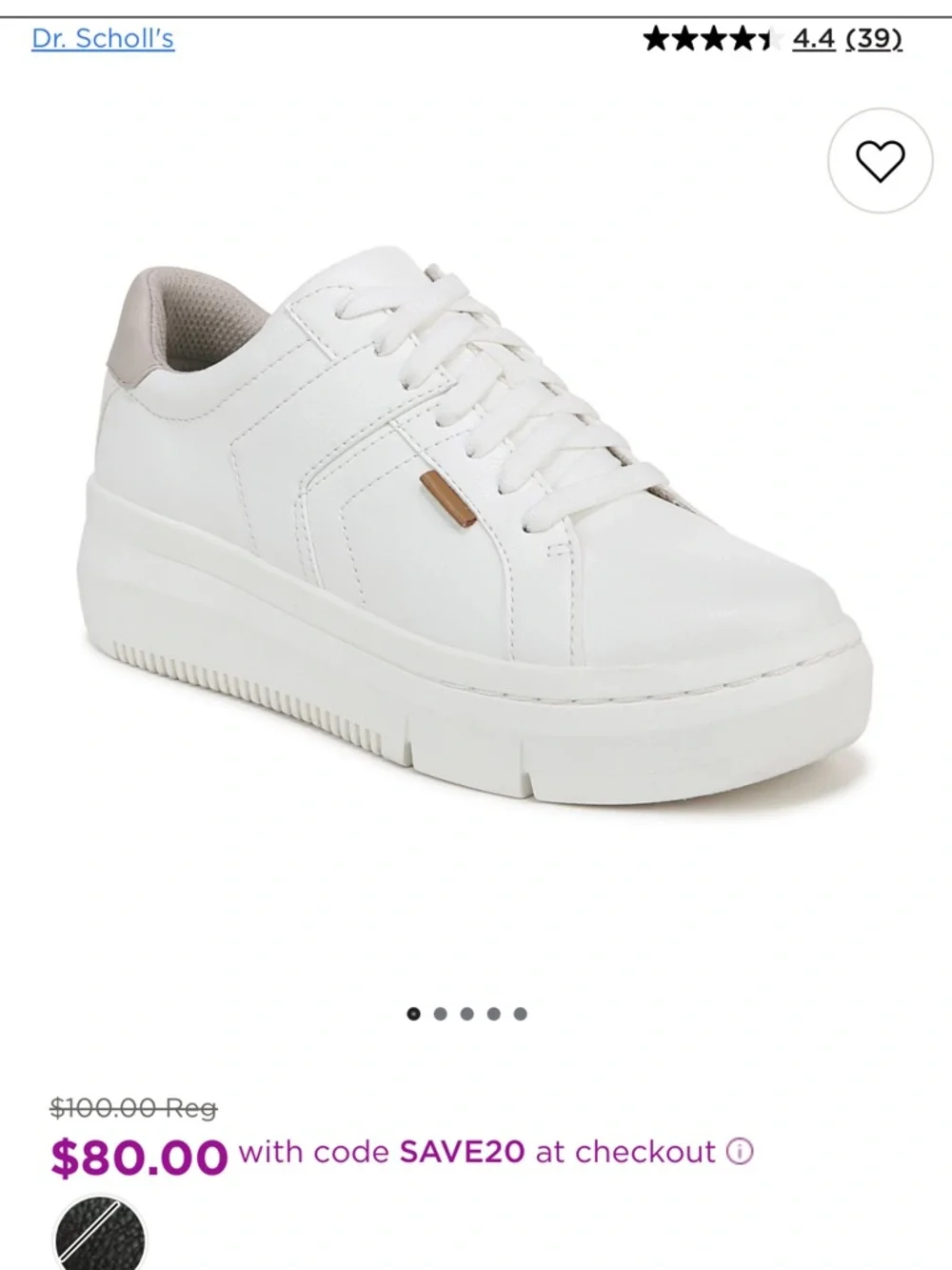 New with Box Dr. Scholl's White Platform Sneakers with Taupe Heel Detail - Picture 1 of 7